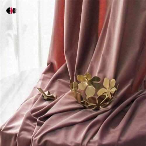 Pink Velvet Curtains for Bedroom Luxury Faux Silk Light Filtering Blackout Heat Insulated Sliding Door Panel Drapes