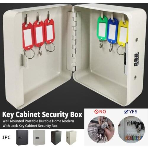 Durable Modern Storage Organizer Wall Mounted With Lock Multifunction Metal Home Office Easy Install Key Cabinet Security Box