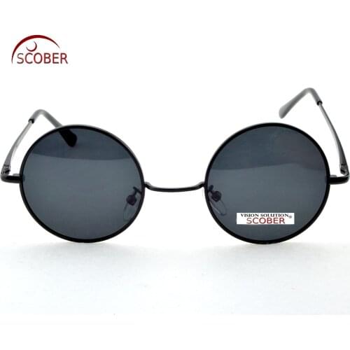 = SCOBER = VINTAGE 40S Cool Round GENTLEMAN Polarized Sunglasses Spring Hinge Designer Sun glasses spectacles Black lenses