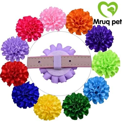 Adorable Flower 30PCS Pet Dog Cat Collar Charms Pet Collar Accessories Removable with Rubber Bands
