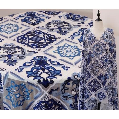 High grade soft gauze tissu Color embroidery fabric Wedding dress, skirt, costume, handwork tela