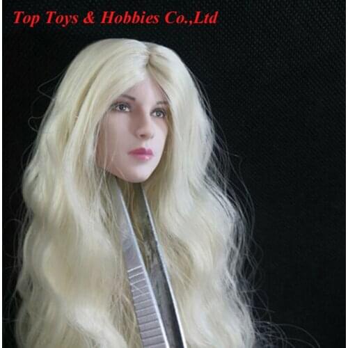 In Stock 1/6 European Girl Head Sculpt White Long Hair Young Female Head Sculpted Fit 12'' PH female Figure body