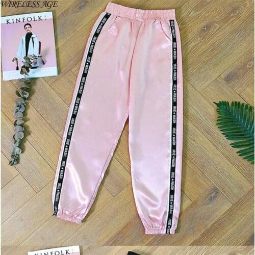 WIRELESS AGE Casual Pants Women Loose High Waist Anti Mosquito Ribbon Womens Pants Straight Tight Sexy Pants 2021 New Fashion