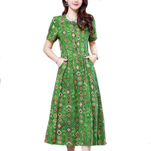 Women summer print dresses o-neck casual short sleeve plus size 5XL vintage robe femme vestidos