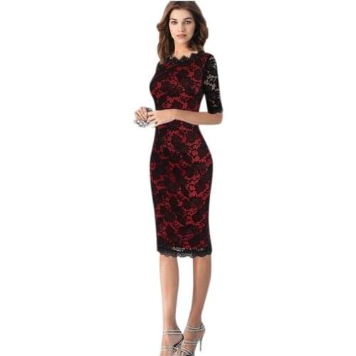 Summer Dress Fashion Elegant Hollow Retro Mountain Terrier Lace Sleeve O Collar Casual Party Bodycon Pencil Jacket Dress
