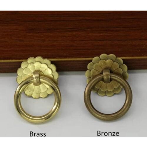 1pc Classical Furniture Accessories Brass Handle Drawer Medicine Cabinet Door Double Plum Blossom Knob Copper Ring Pulls Handles