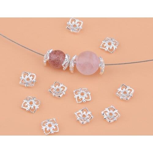 10pcs925 pure silver , flower, beads, Septa, handmade DIY beading material crystal bracelet accessories