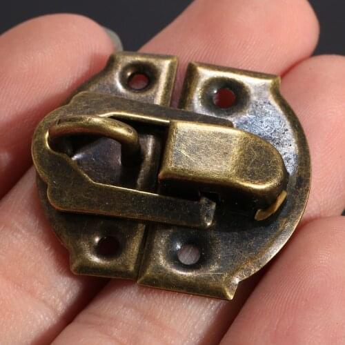 12pcs Antique Decorative Jewelry Gift Wine Wooden Box Hasp Latch Lock Jewelry Box Suitcase Hasp Latch Hook With Screw 27x29mm