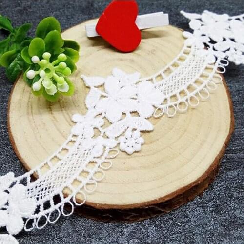 15yards Flower Lace Trims White Water Soluble Embroidery Milk Silk Lace Ribbon DIY Sewing Garments Hometexile Fabric Accessories