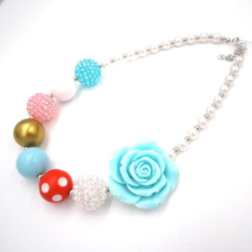 2018Fashion Cute design Toddler Baby Flower Beads Necklace Girl Bubblegum Necklace Kids Child Chunky Beaded Chokers Neckalces