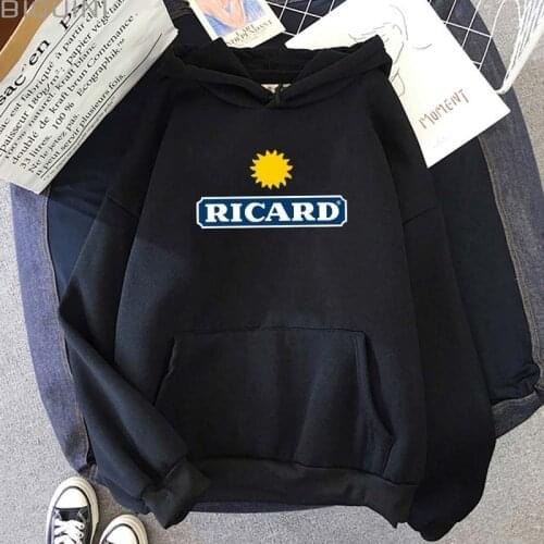 2021 RICARD Hoodie String Winter Clothes Women Aesthetic Harajuku Pullover Tops Draw Pullovers Oversized Long Sleeve Cotton