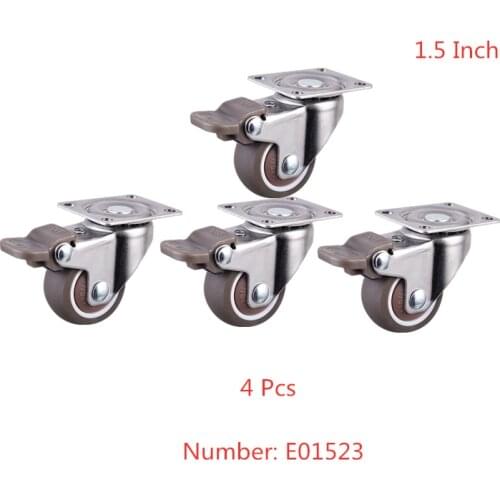 4 Pcs/Lot 1.5 Inch Casters Tpe Universal Wheel With Brake Light Single Bearing Anti Winding Mute Furniture