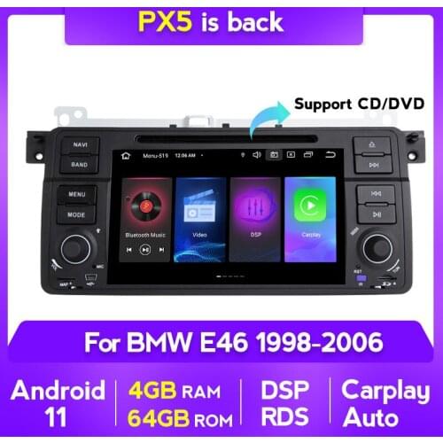 2DIN 4+64G Android Car Radio Multimedia Player Audio DVD Player For BMW E46 Rover 75 Coupe 318/320/325/330/335 GPS Carplay AUTO