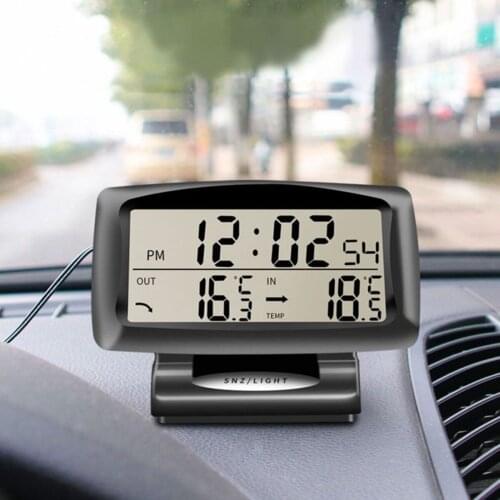 Car Thermometer Digital Alarm Clock LCD Display High Accuracy Digital Clocks Auto Vehicle Temperature Gauge With Backlight
