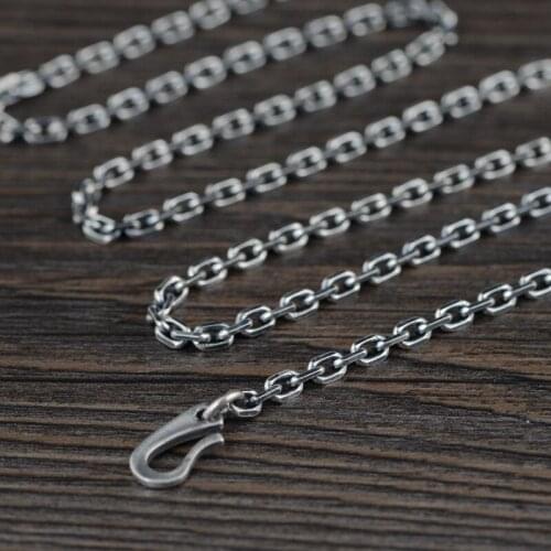 Vintage 925 Sterling Silver Necklace Men Link Chain Women Necklaces Luxury Fine Jewelry Unisex Jewellery Silver Neck Chain