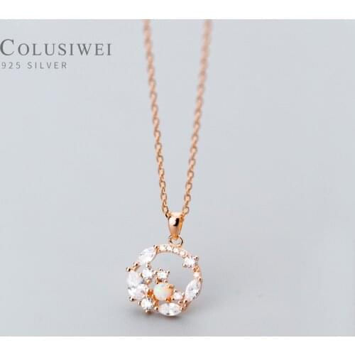 Colusiwei Genuine 925 Sterling Silver Opal Wreath Garland Pendant Necklace for Women Luxury Wedding Engagement Original Jewelry