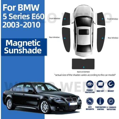 For BMW 5 Series E60 2003-2010 Front Windshield Car Sunshade Side Window Blind Sun Shade Magnet Visor Mesh Curtains Protection