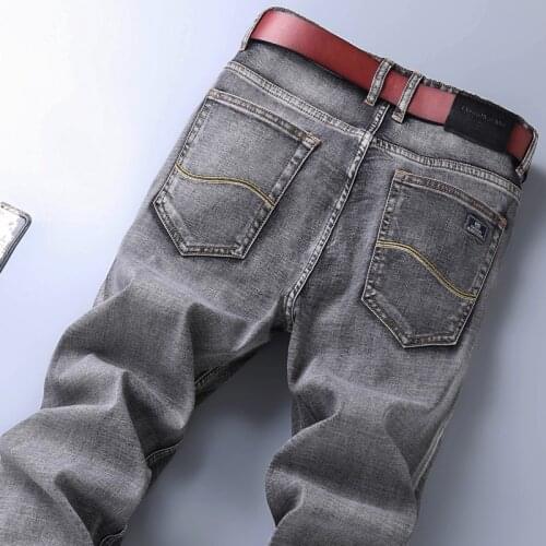 2020 Summer New Mens Stretch-fit Thin Jeans Business Casual Classic Style Fashion Denim Trousers Male Black Blue Gray Pants