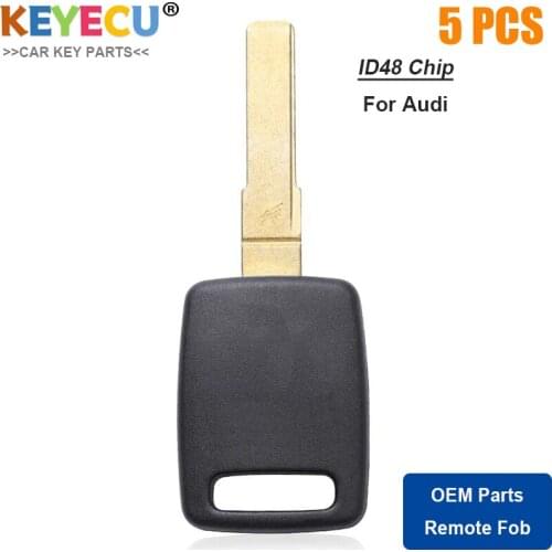KEYECU 5PCS Uncut Transponder Ignition Car Key for Audi A4 A6 TT Allroad Quattro S4 S6 S8 A8 RS6, Fob ID48 Chip With HU66 Blade