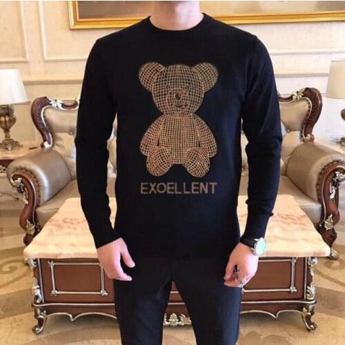 Hot drilling Clothing Mens Fashion Rhinestones sweaters Casual 2021 new brand