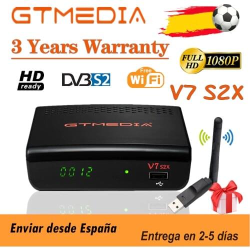 Best 1080P gtmedia v7 s2x FTA satellite receiver DVB-s2 Full HD bulit-in WIFI Gtmedia v7s2x and USB wifi freesat v7 s2x no app