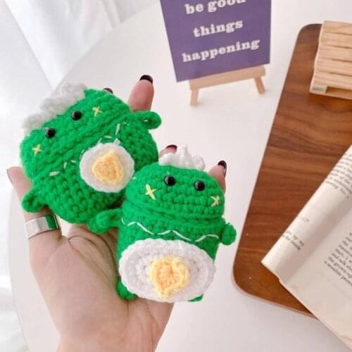 Cute Cartoon dinosaur Knitted plush Earphone Case For Airpods pro 3 soft Wireless Bluetooth For Airpods 2 protection cove