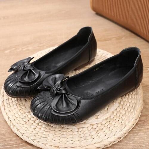 Moccasins womens flat shoes Genuine Leather shoes Loafers ladies sole bottomed Butterfly-knot cozy Oxford women casual shoes