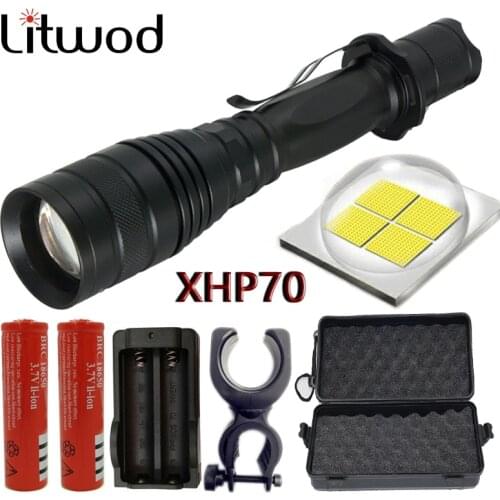 Litwod Z40P75 powerful LED flashlight torch CREE XHP70 3200lm convoy lens xlamp 18650 zoom Lantern
