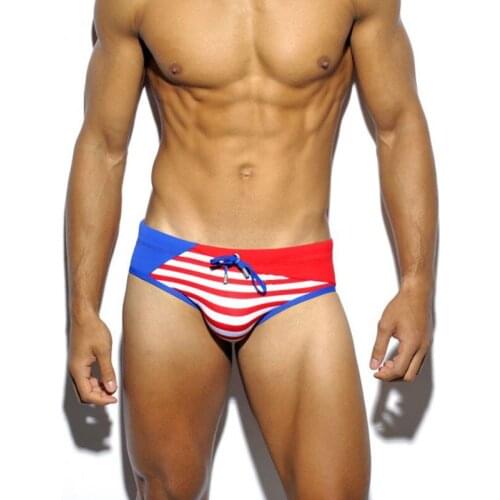 Mens Swimwear Low Rise Swimming Briefs Men Sexy Striped Swim Trunks Back Pocket Beach Shorts Surffing Bathing Suits Beachwear
