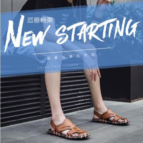 Mens Sandals, Mens Slippers, Mens Summer Outdoor Korean Style Trend Large Size 47 Soft Bottom Beach Sandals