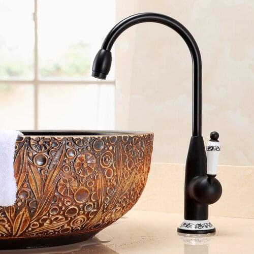 New Solid Brass Black Polished Kitchen Mixer Cold&Hot Tap Single Hole Water Tap Kitchen 360 degree rotating Sink Faucet TP-1128