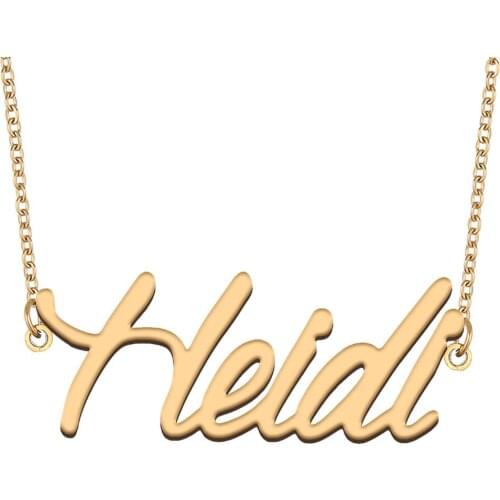 Heidi Name Necklace for Women Stainless Steel Jewelry 18k Gold Plated Nameplate Pendant Femme Mother Girlfriend Gift