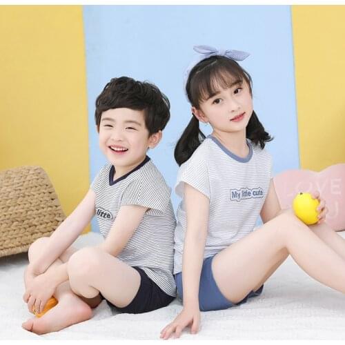 Boys Girls Pajamas New Summer Short Sleeve Childrens Clothing Sleepwear Cotton Pyjamas Sets For Kids 4 6 8 10 12 14 Years