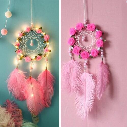 Pink Handmade Feathers Car Wall Hanging Wind Chimes Art Gifts To Bestie Friends Creative Valentines Day Gifts