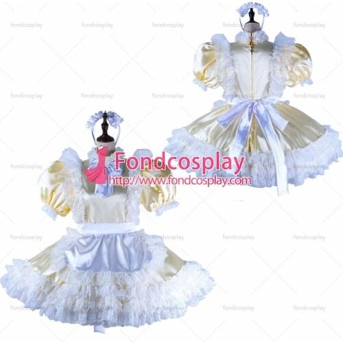 Sissy maid satin dress lockable Uniform cosplay costume Tailor-made[G2217]