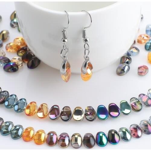 100Pcs Glass Teardrop Beads Smooth 6x8/6x12mm Crystal Droplet Pendant For DIY Making Charms Jewelry Necklace Earing Accessories