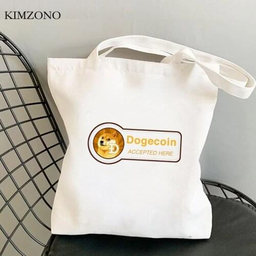 Dogecoin shopping bag shopper tote recycle bag jute bag bolsa handbag bag reusable woven shoping reciclaje cabas