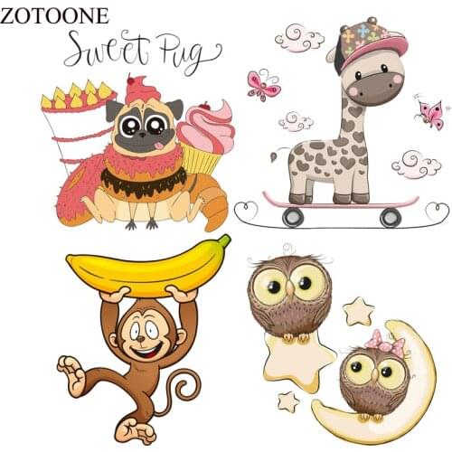 ZOTOONE Heat Transfers Vinyl Cute Cartoon Iron on Animal Patches For Clothes Appliqued Kids Gift Accessory Heat Press Stickers