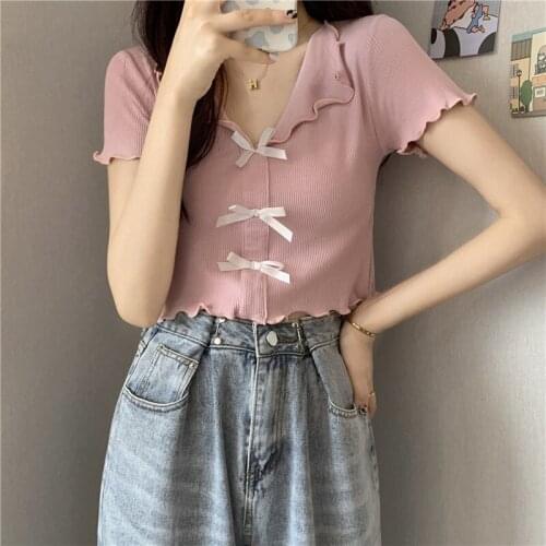 Tops Summer New Korean Style Design Sense Niche All-match Short-sleeved T-shirt Fairy Short Base Shirt