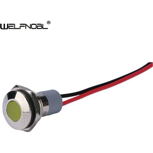 14mm Shipping Round Type Waterproof IP67 Metal Warning Indicator Light Signal Lamp Pilot with Wire Red Blue