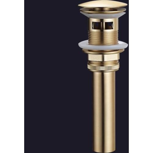Pop up Drain for Bathroom Sink Vessel Vanity, Brushed Gold Solid Brass Assembly Replacement Kits Stopper, Flip Top, Overflow