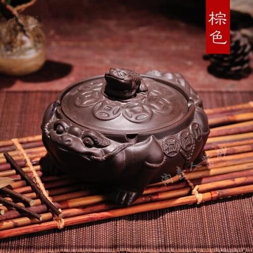NEWYEARNEW 1piece Purple Clay Mascot Ashtray for Car Creative Luck Toad Frog Cigarettes Home Furnishing Decoration