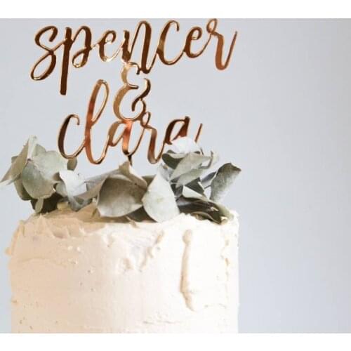 Mirror Gold Wedding Cake Topper, Custom Name Cake Topper, Personalize Birthday Cake Topper, Party Celebration , Cake decoration