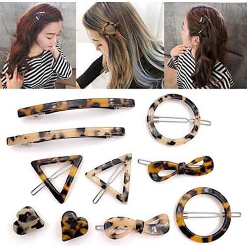 Nes Fashion Amber Leopard Hairpin Geometric Square Acrylic Hair Clips Women Hairpin Clips Hair Accessories For Women Gift