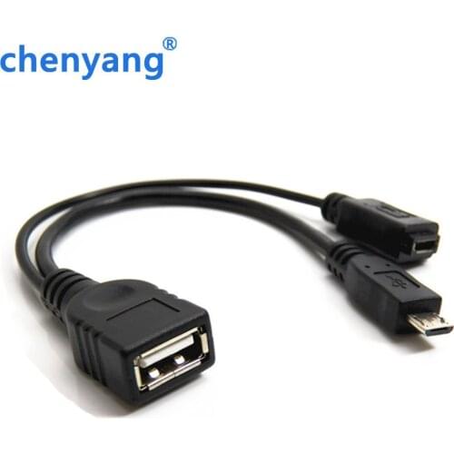 1 in 2 OTG Micro USB Host Power Y Splitter USB Adapter to Mirco 5 Pin Male Female Cable Black