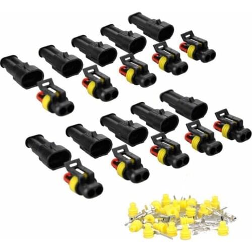 10Pcs 2 Pin Way Waterproof Electrical Connector Male Female Plug Socket Wire Kit Cable Connector For Car Motorcycle Boat