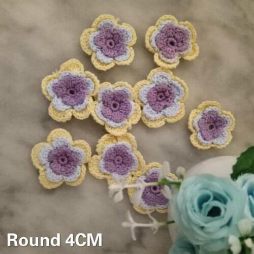 2PCS 4CM Round Handmade Crochet Guipure Lace Applique For Wedding Dress Veil Curtain Skirts Headwear Clothing Sewing Accessories