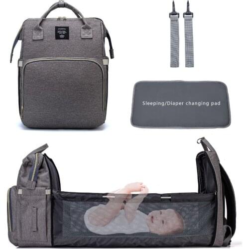 2020 2 IN 1 Folding Crib Backpack Multifunctional Large-Capacity Diaper Bag Backpack Handbag Stroller Bag Insulation Nursing