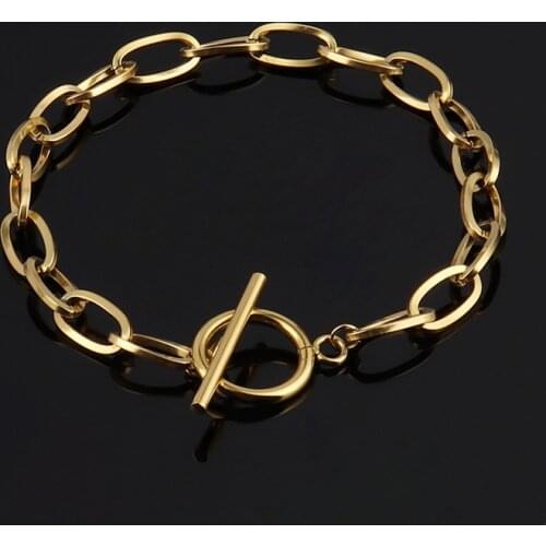 Stainless Steel Chain Bracelets For Man Women Gold Silver Color Minimalist Chain High Polish Female Jewelry Gifts Men Bracelet