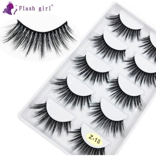 Flash Girl the Newest Z Series 32 Styles Handmade Mink Eyelashes Wholesale 5pairs Faux for Makeup with Own Brand